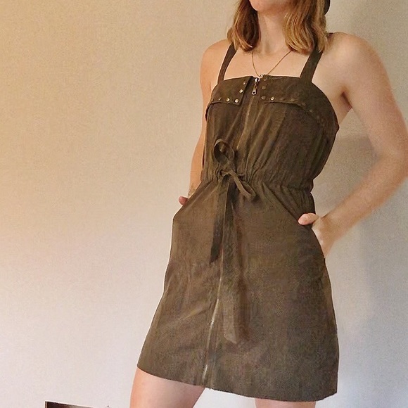 Army Green Skater Dress - Picture 1 of 7
